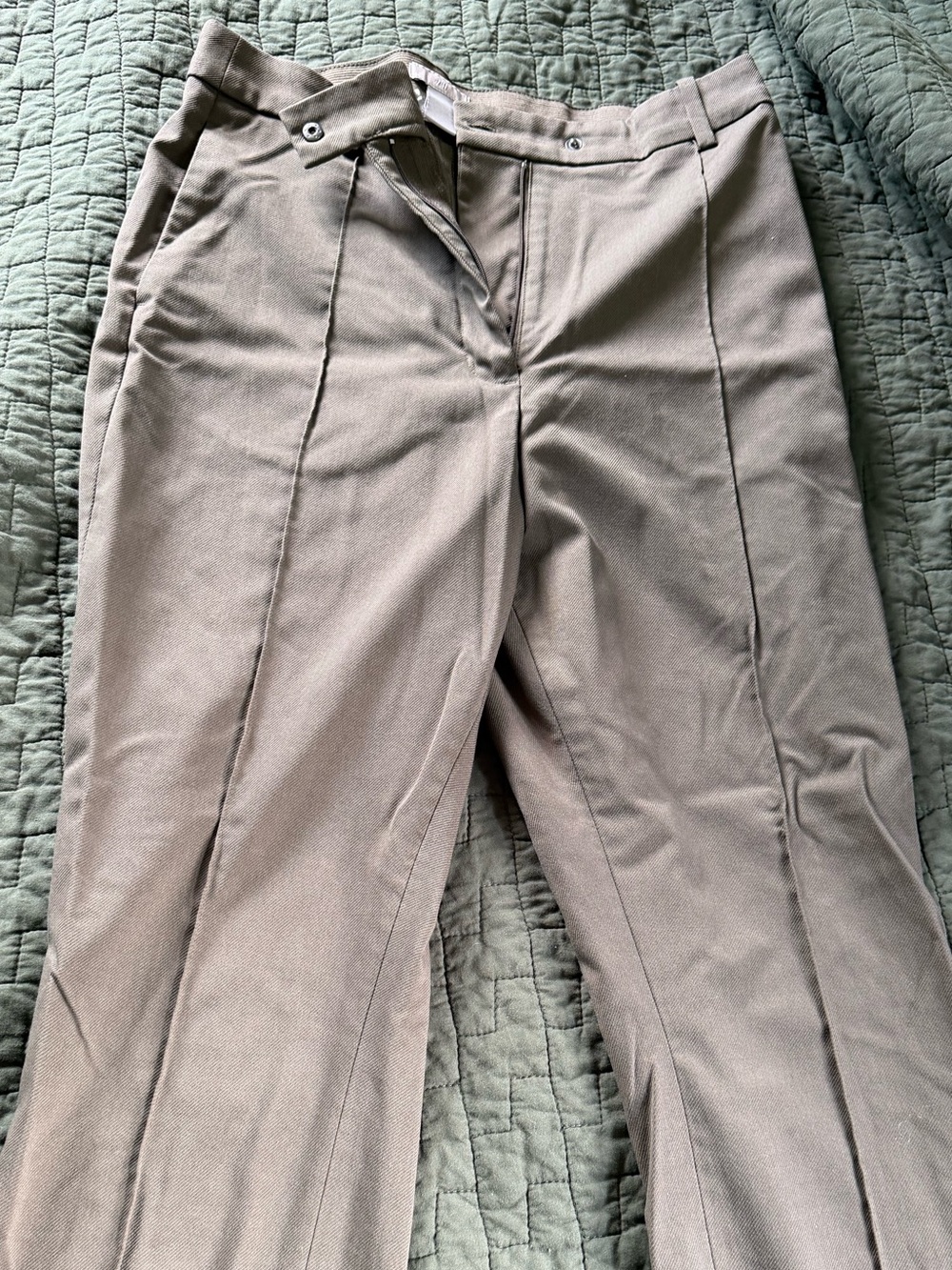 Classic Straight-Leg Dress Pants in olive green
